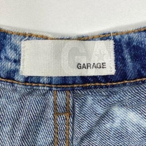 GARAGE White Acid Wash Denim Jean Shorts M - Picture 4 of 6